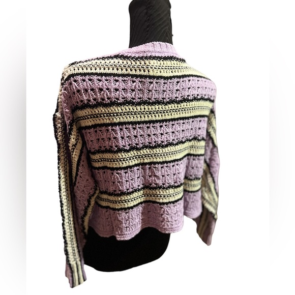 ASOS Design Petite Open Stitch Sweater with Stripe Pattern in Lilac - Picture 3 of 5